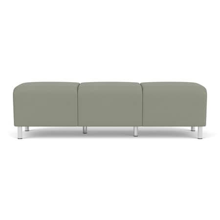 Lesro Siena Lounge Reception 3 Seat Bench, Brushed Steel, OH Eucalyptus Upholstery SN3001